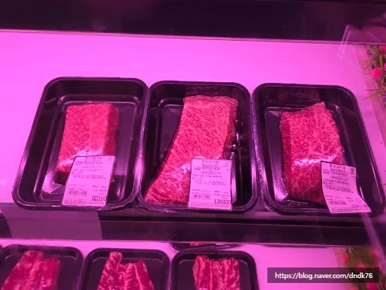 Butcher counter where guests pick their own meat