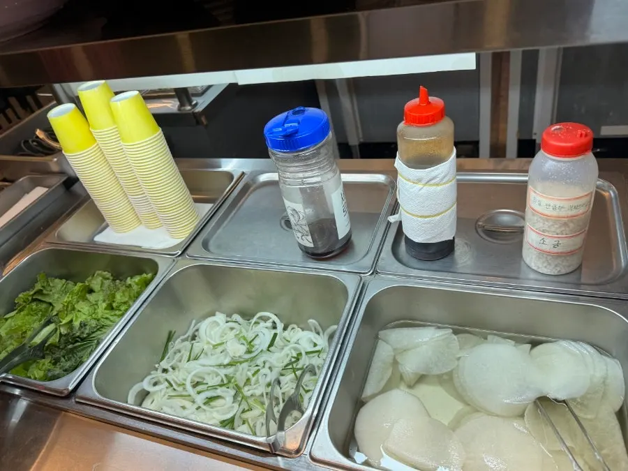 Taco bar and ramen corner setup