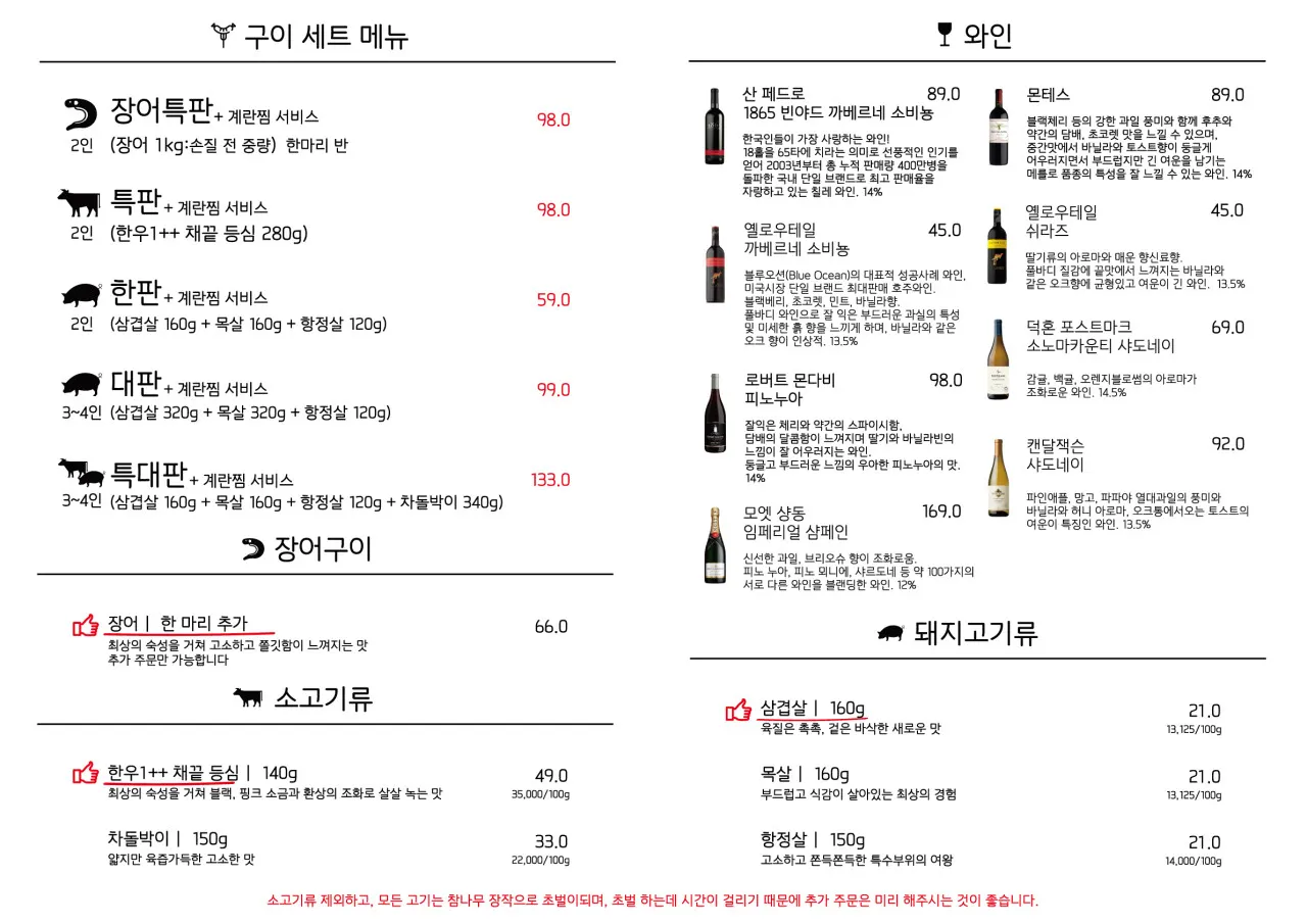 Menu with ingredient origin labeling included