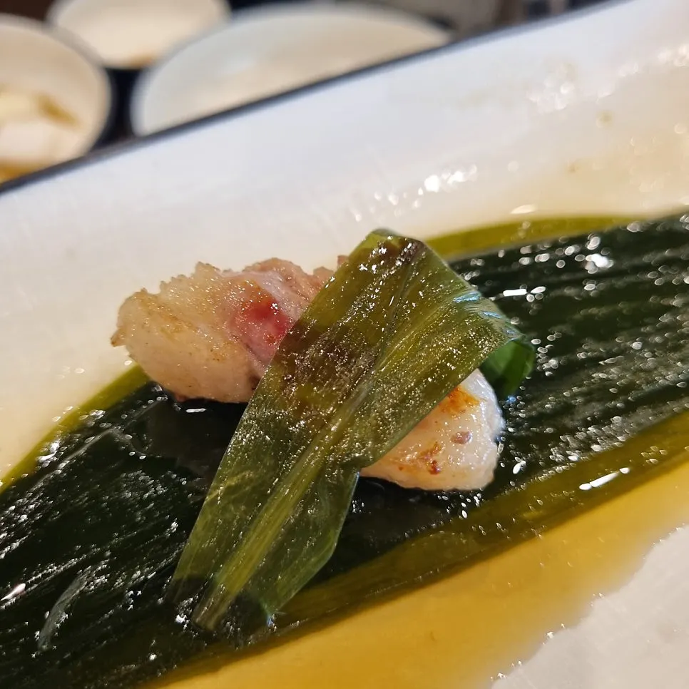 A piece of pork belly with oak aroma