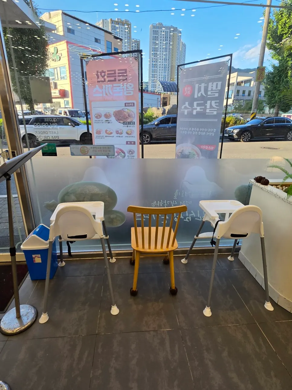 Seating with generous table spacing