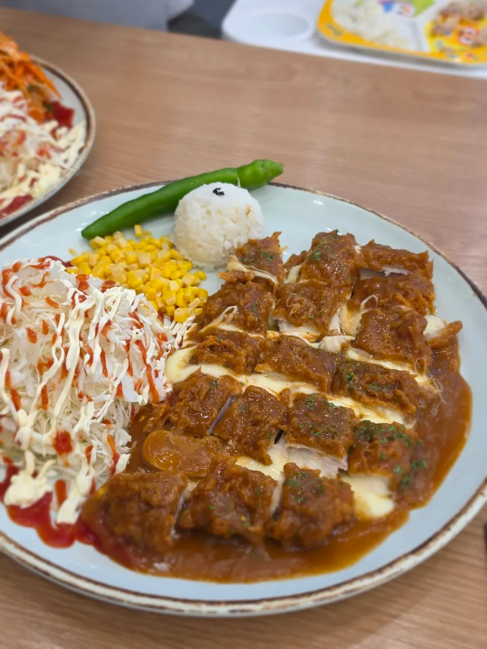 Cheese-waterfall pork cutlet with cheese pouring out when cut
