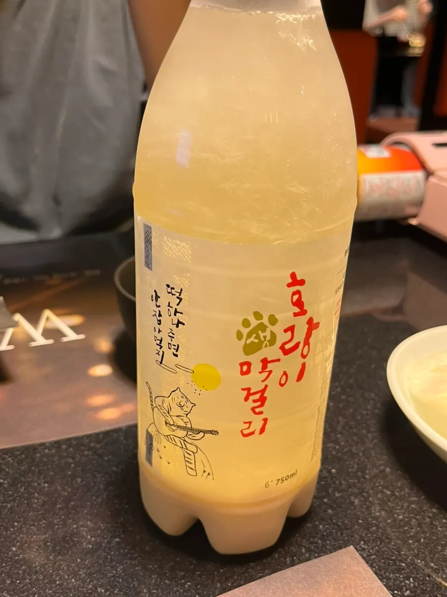 Makgeolli ordered alongside the nurungji chicken hot pot