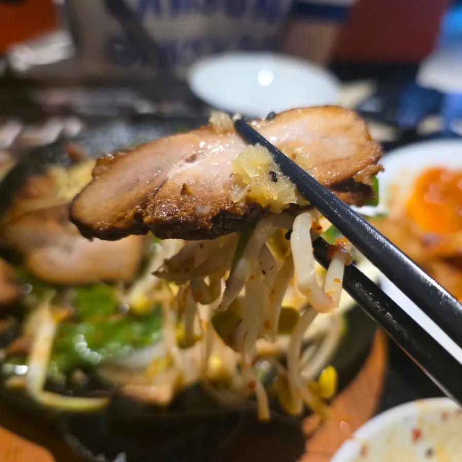 Crisp vegetables served alongside the bossam