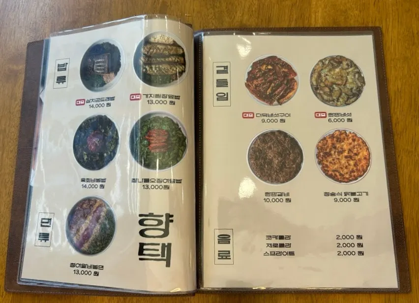 向宅のメニュー構成案内