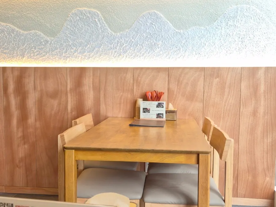 Clean seating area at Hyangtaek