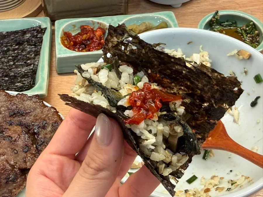 Cross-section of the tender galbi platter