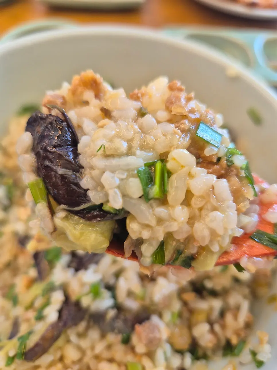 Eggplant doenjang rice bowl mixed together with rice