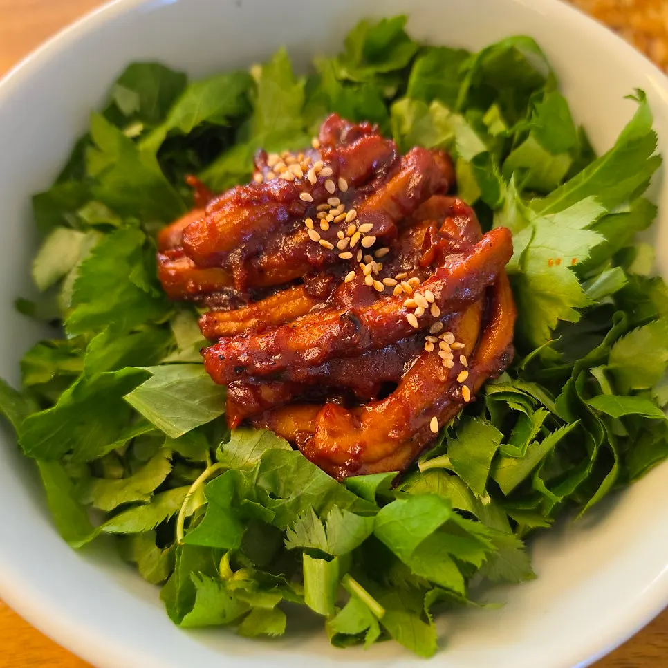 A bowl of chamnamul squid rice