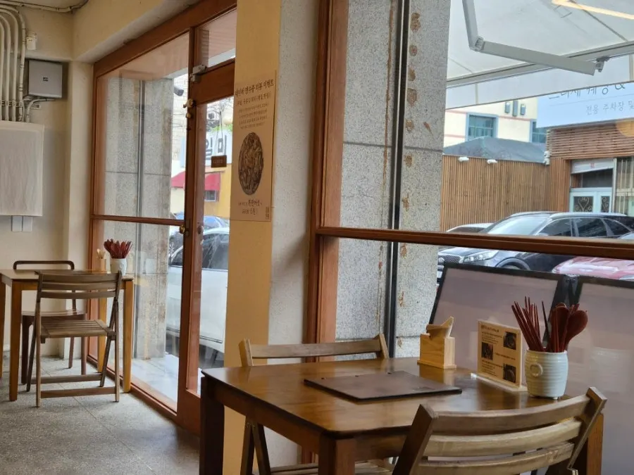 Wood-toned interior of Hyangtaek Daebong Branch