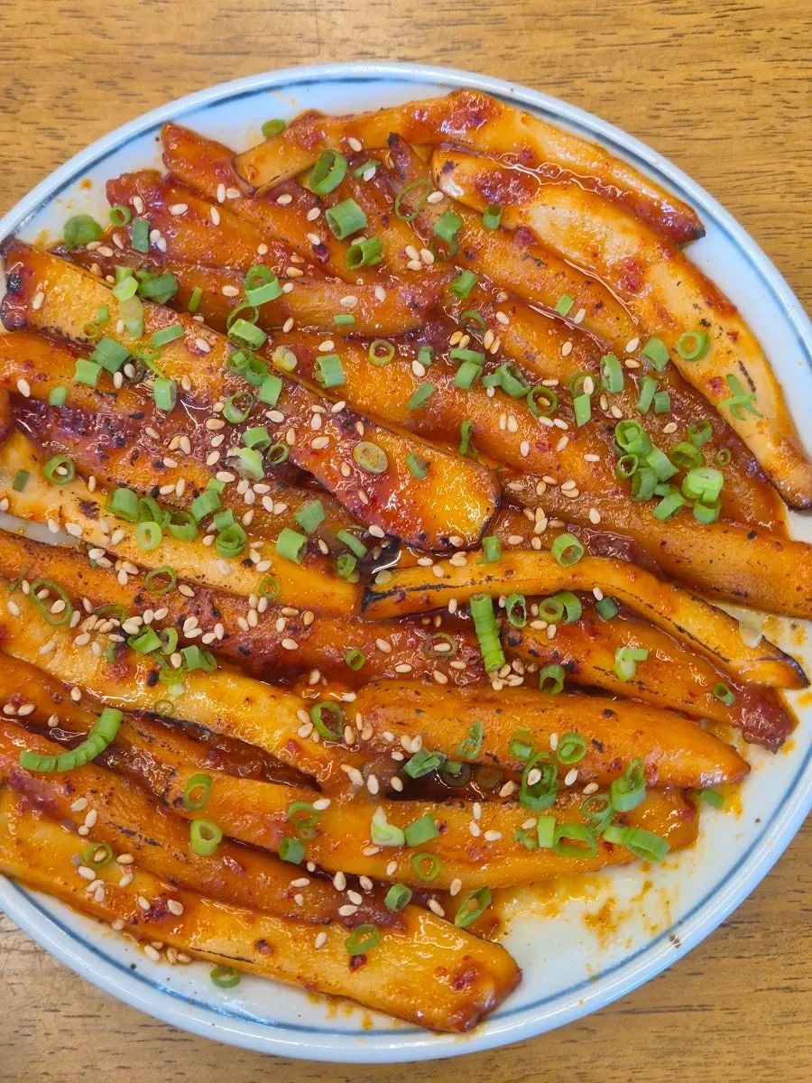 Mushroom side dish served with the grilled deodeok