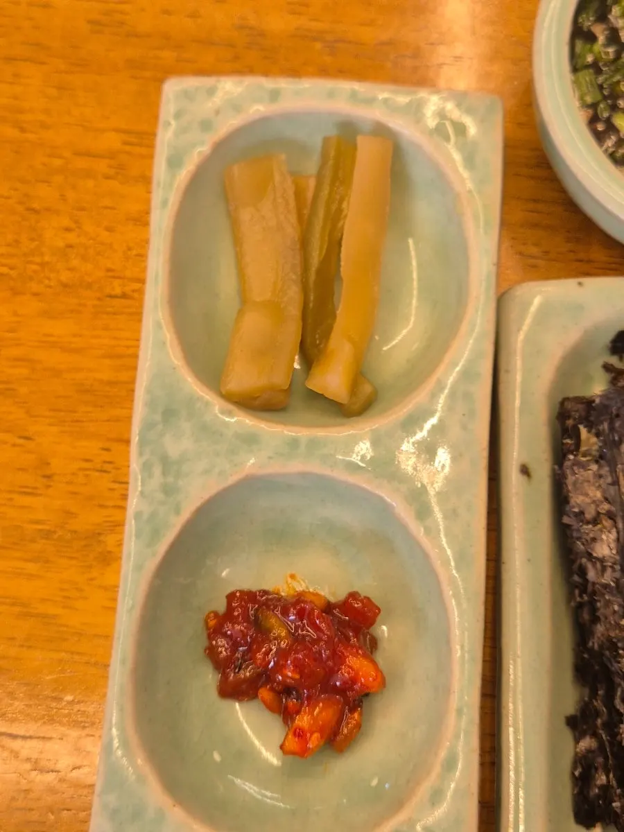Hyangtaek Daebong Branch table setting with side dishes