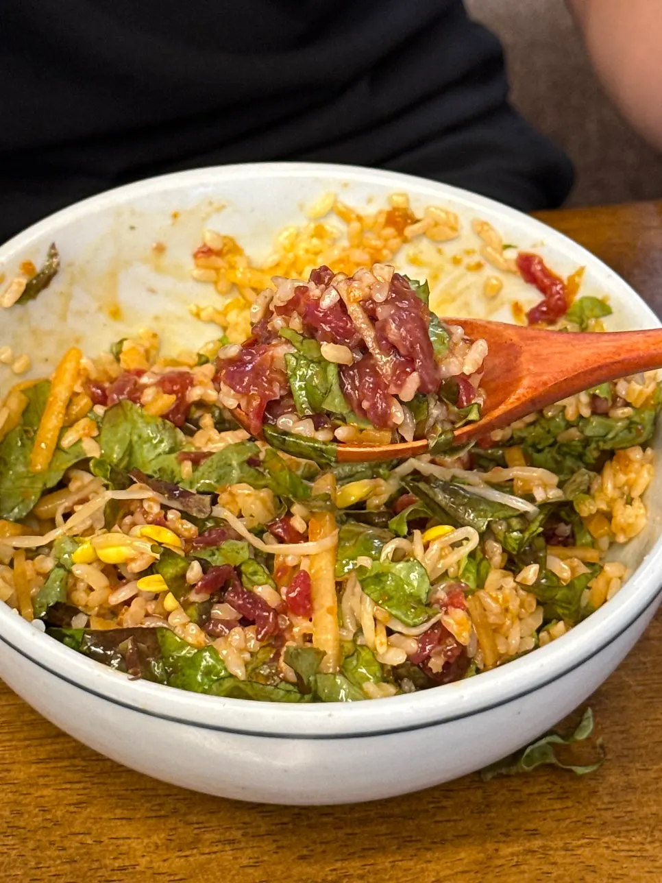 Yukhoe bibimbap mixed with the sauce