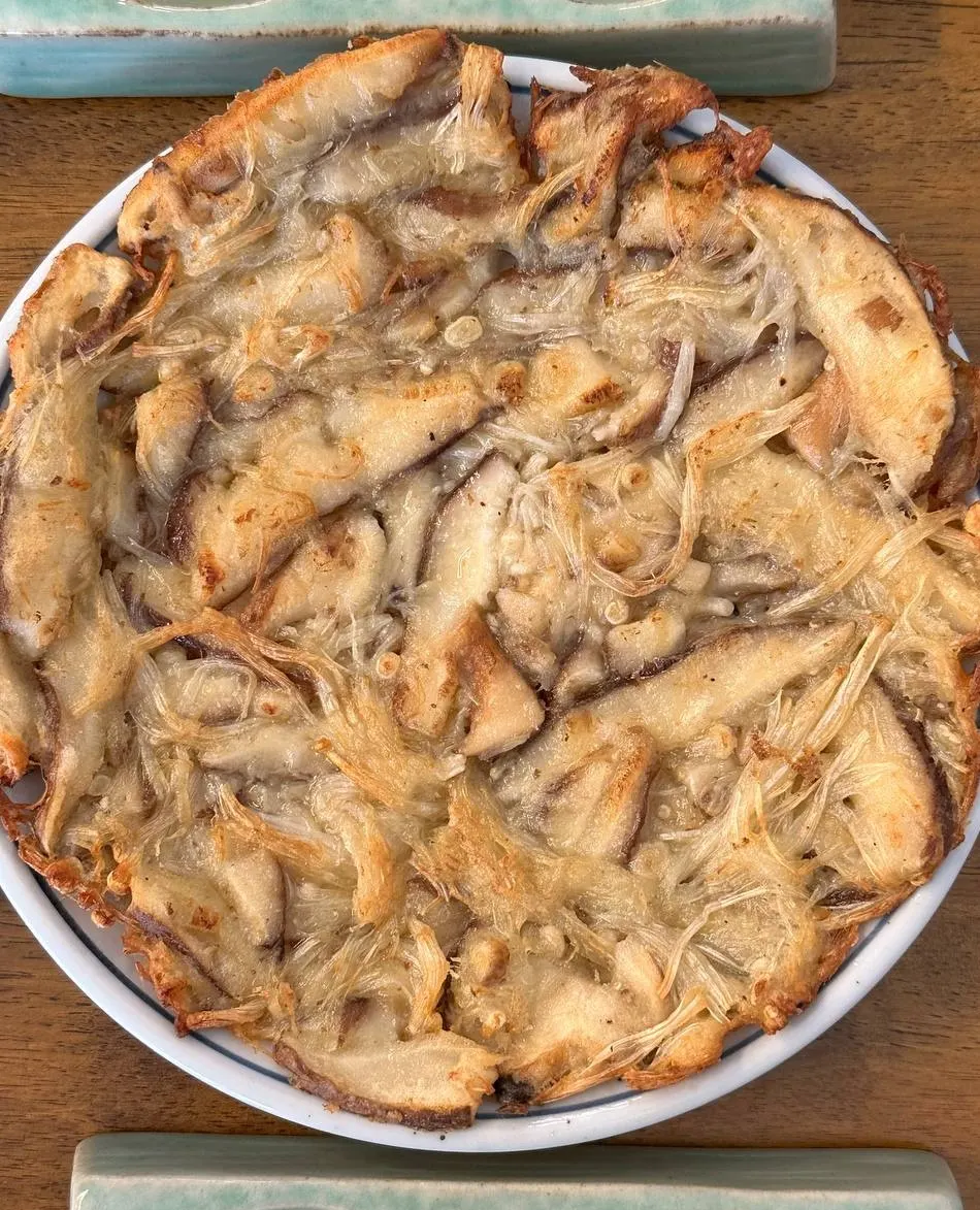 Mushroom pancake platter received through the review event