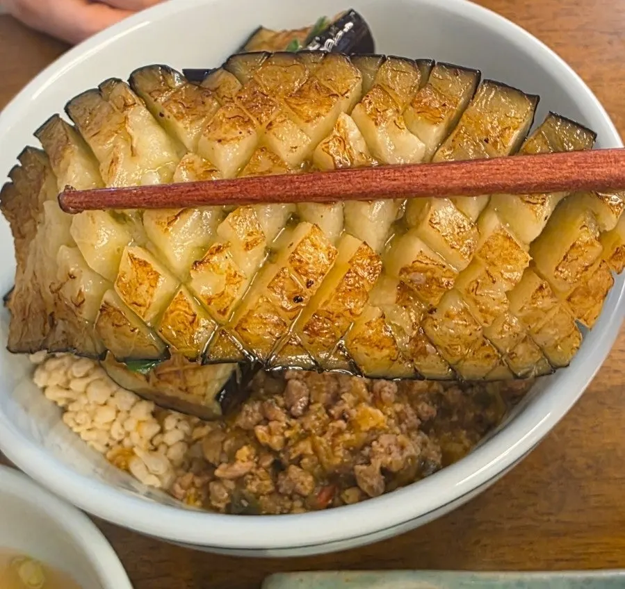 Close-up of glossy grilled eggplant