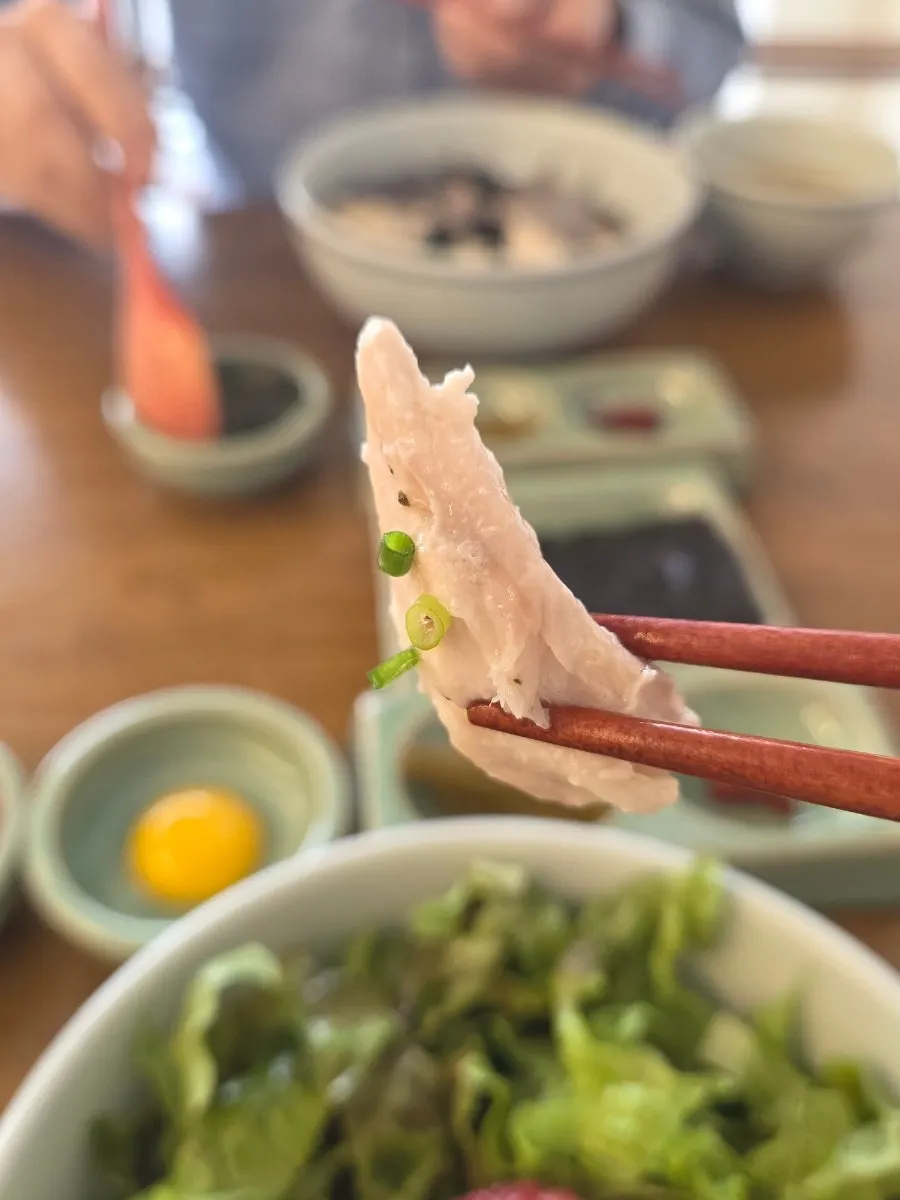 混ぜる前、身の詰まったサバが乗ったゴンドレ丼