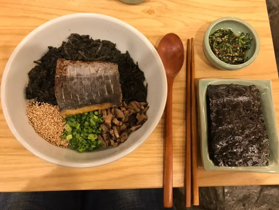 Neatly plated mackerel gondre rice bowl