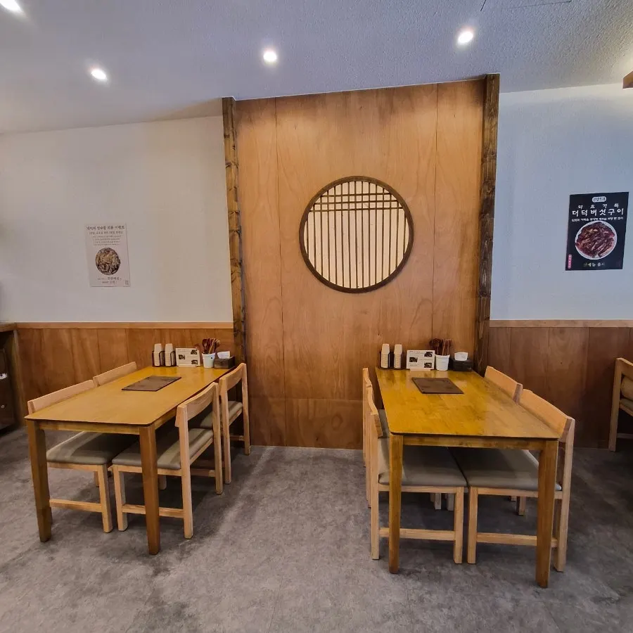 Interior of Hyangtaek Jeonpo Branch with a fusion Korean restaurant vibe