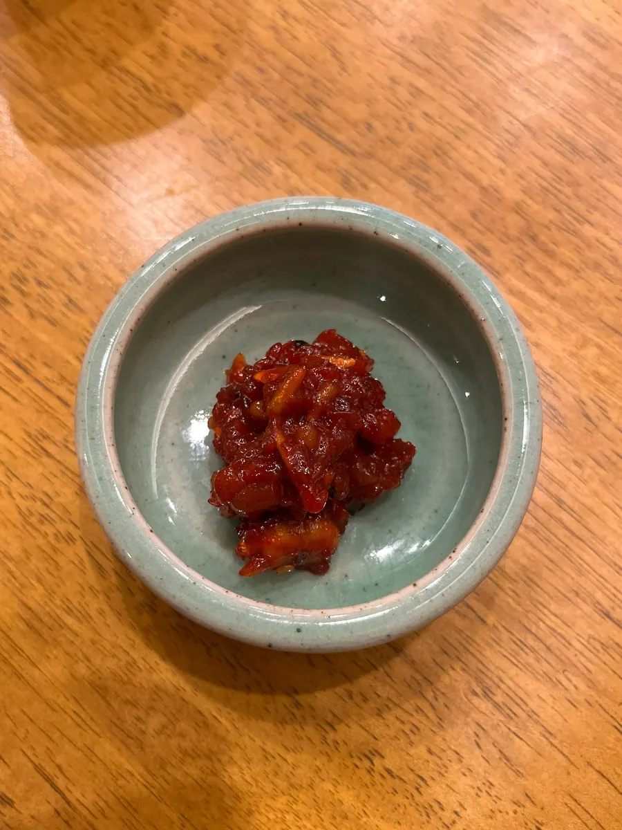 A plate of extra-ordered spicy seasoned relish