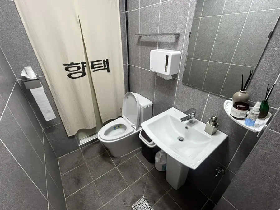 Bathroom entrance inside the restaurant