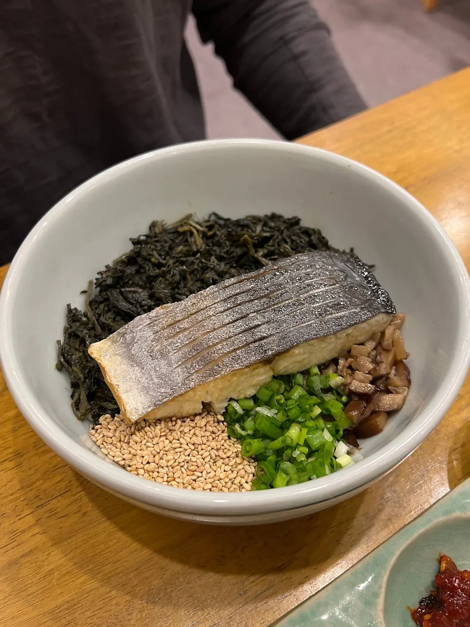 Mackerel thistle rice served with sauce on the side