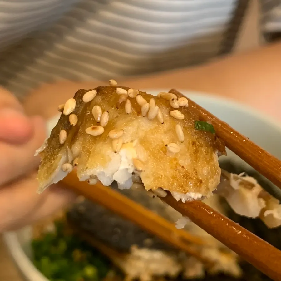 A bowl of mackerel gondre rice served fully deboned
