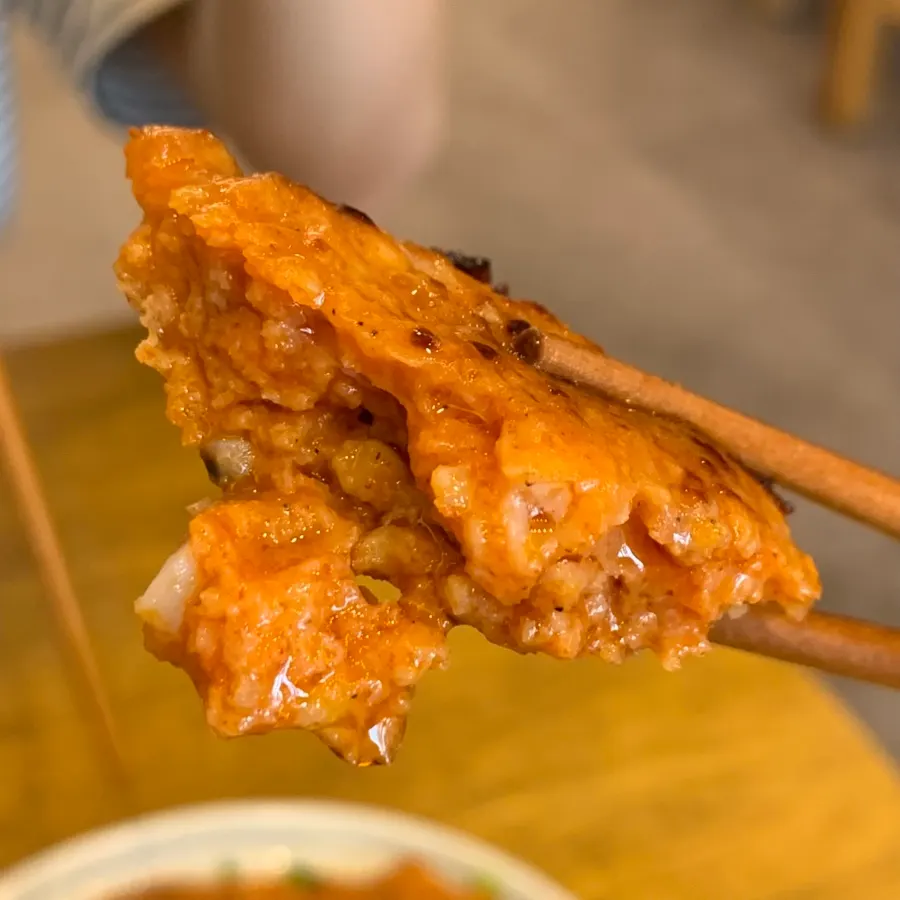 Serving a portion of chicken bulgogi