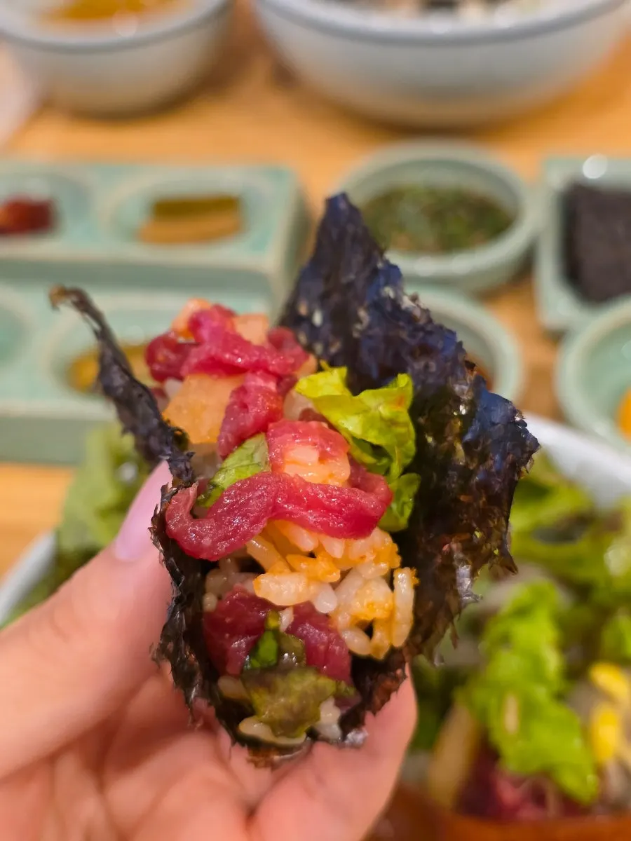 A spoonful of mackerel gondre rice