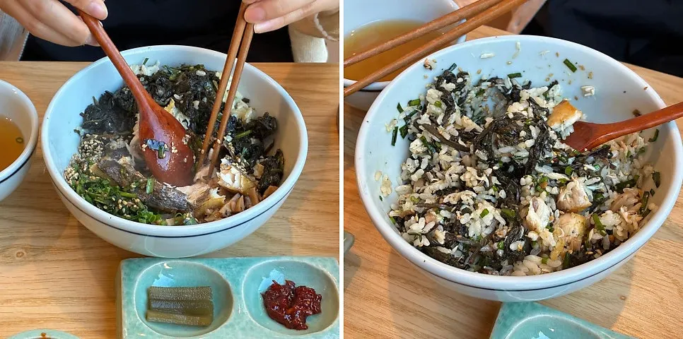 삼치를 잘게 찢어 곤드레와 비빈 삼치곤드레밥