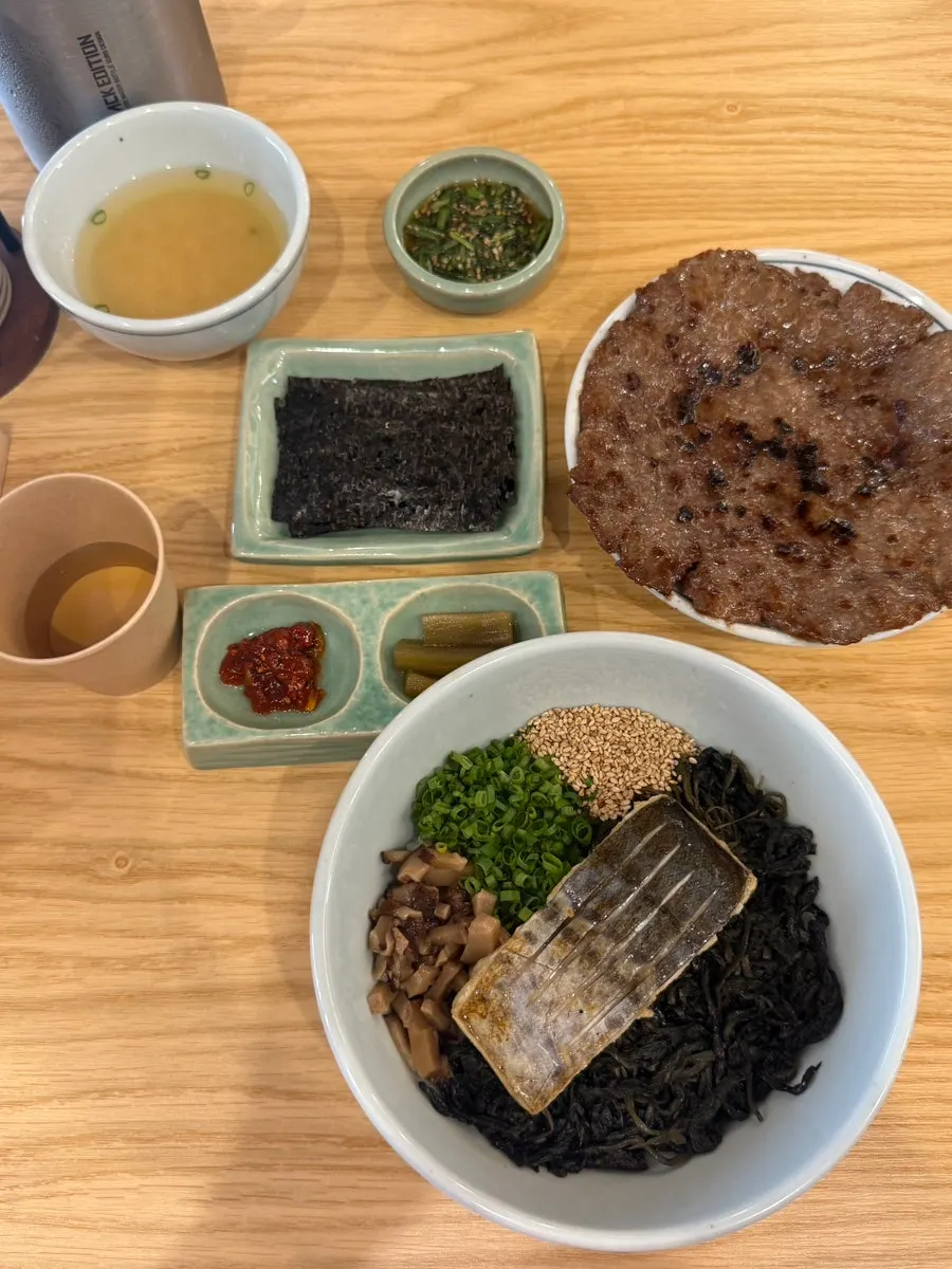 Vertical shot of a solo meal spread