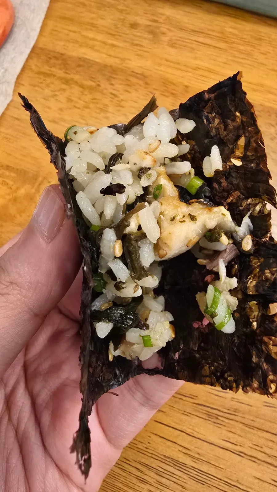 A spoonful of mackerel gondre rice