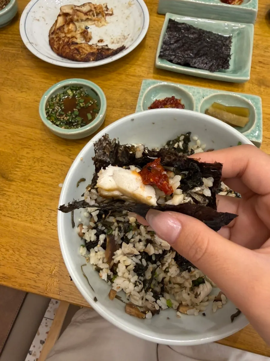곱창김 싸먹기 조합 한 입