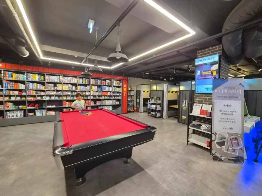 Spacious, stylish interior of the board game café