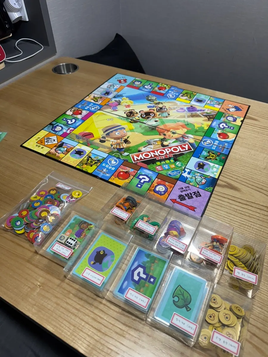Neatly organized board game components