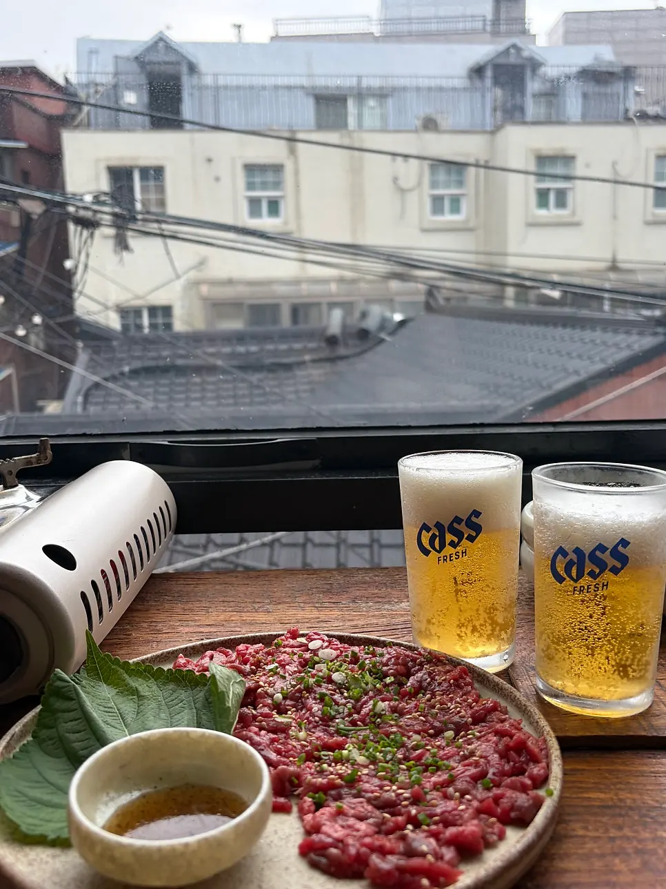 Close-up of lightly seasoned beef tartare