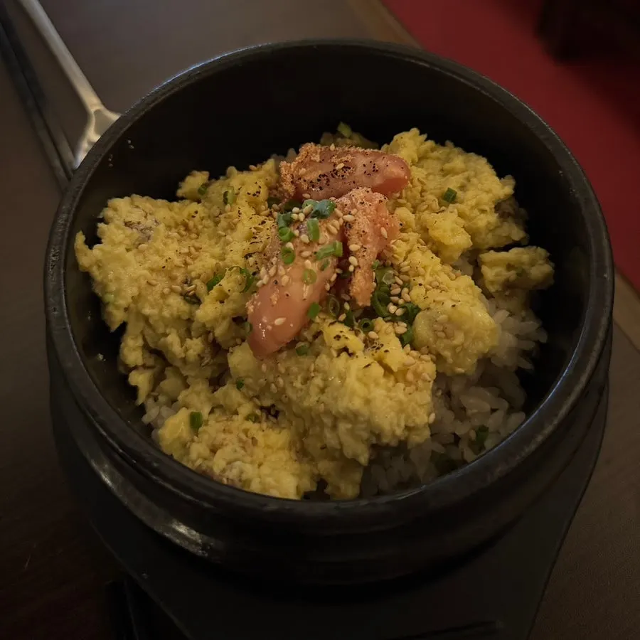 Hyehwahwa's egg-loaded fire-grilled mentaiko pot rice
