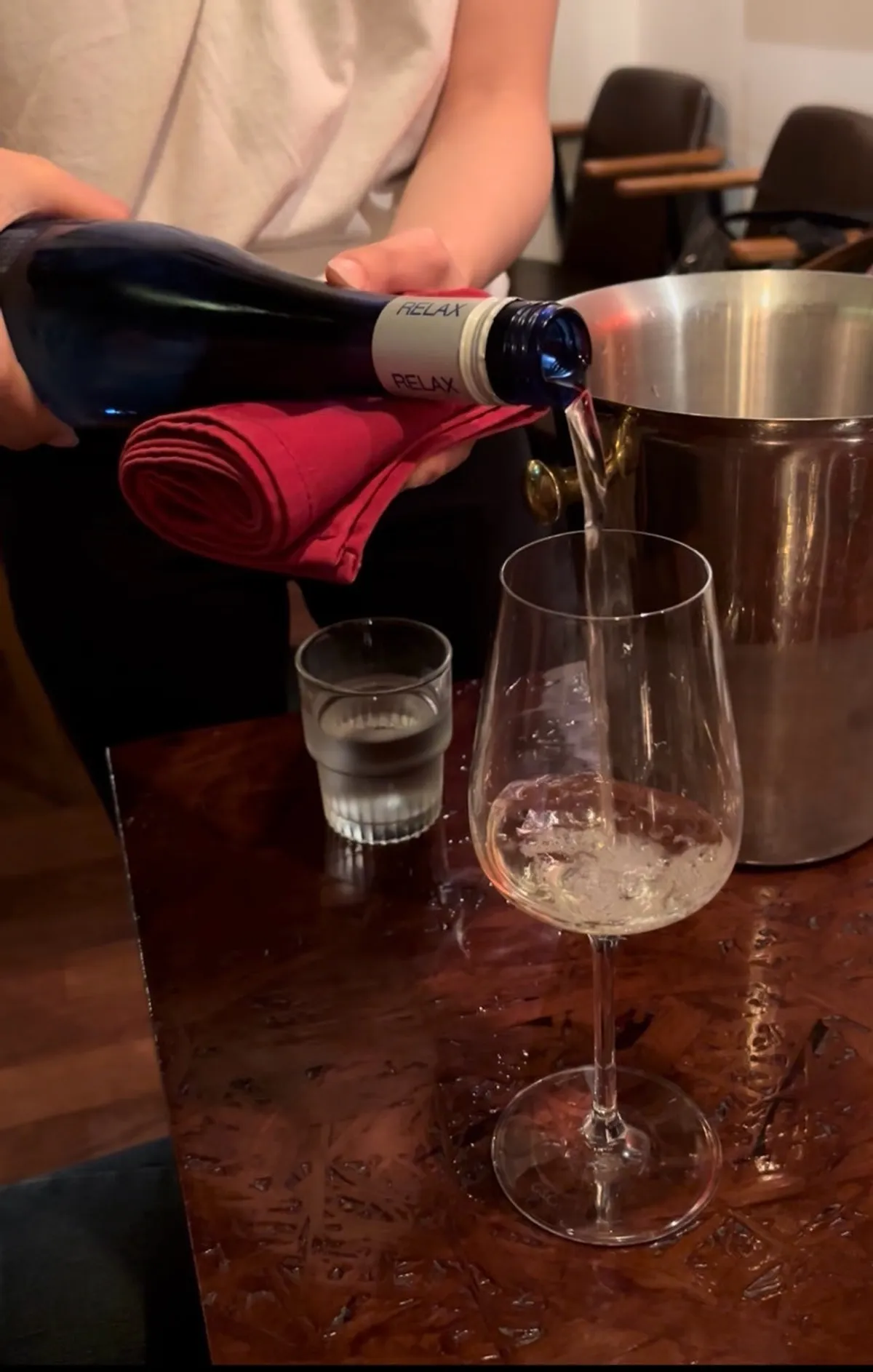 Relax Riesling white wine poured into a glass