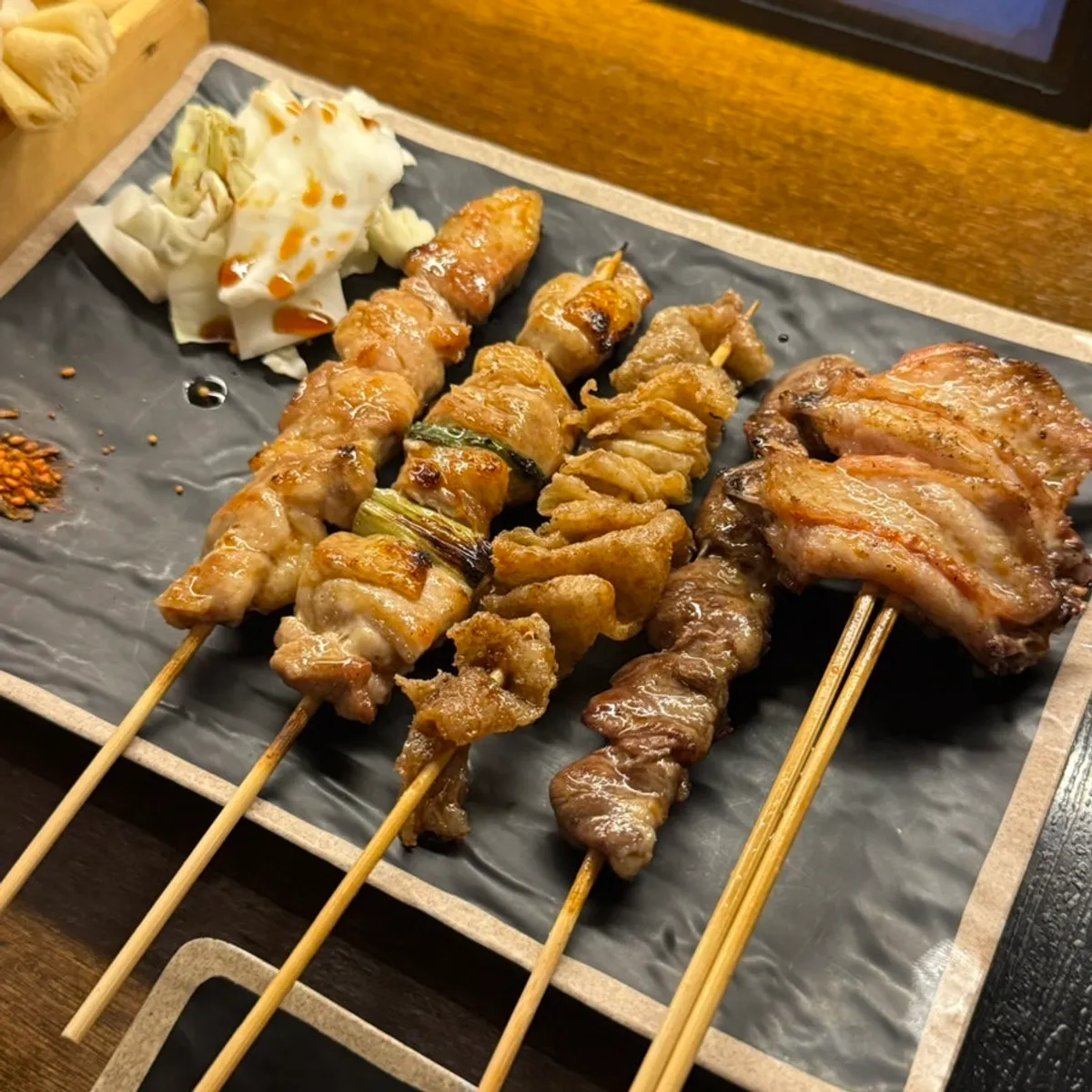 Yakitori and oden spread at Hanamato Daehangno Hyehwa