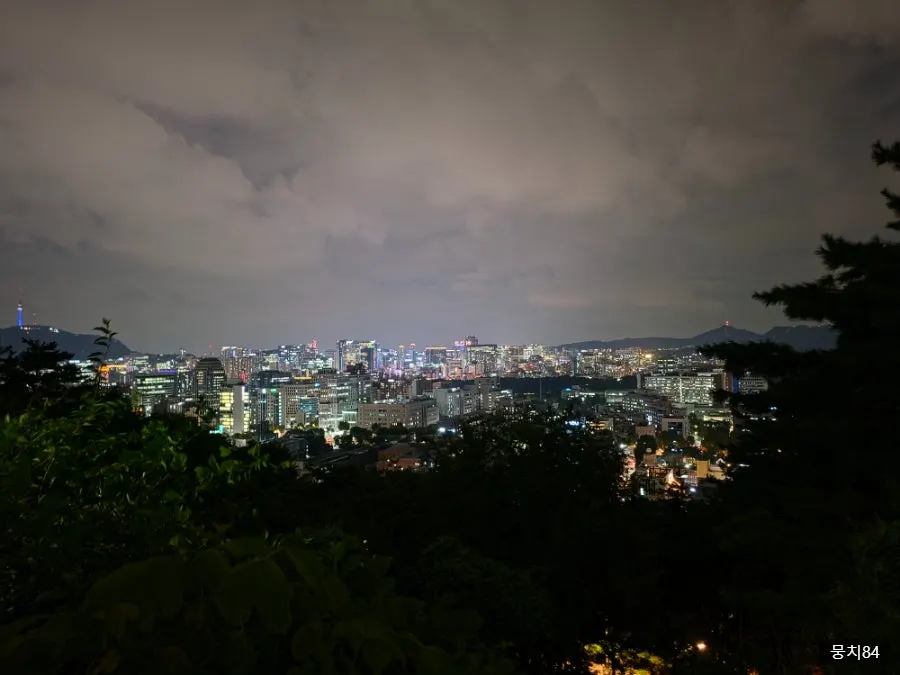 Seoul's night skyline seen from Naksan Park