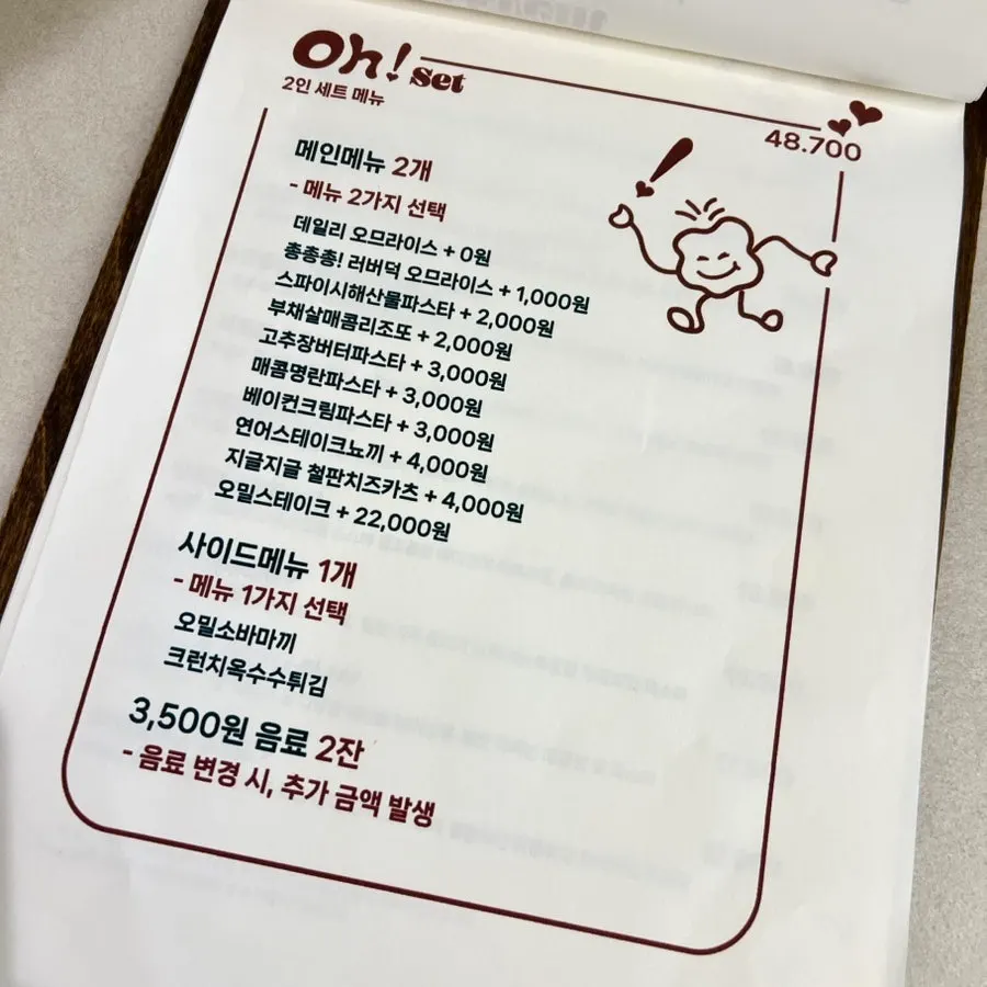 Food ordering information at Omil Daehangno