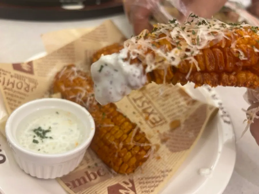 Red fried corn menu item