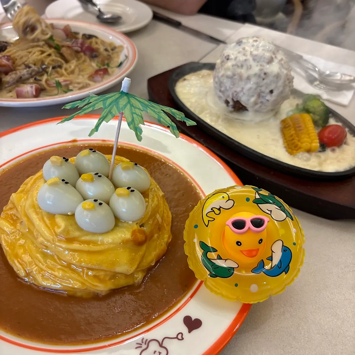 Signature rubber-duck omurice at Omil Hyehwa Daehangno