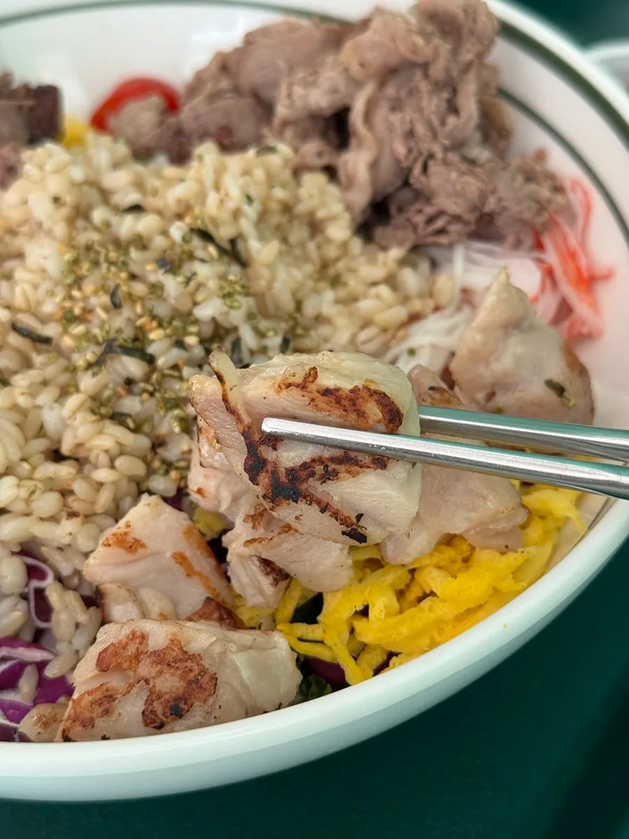 Meat All-in-One poke drizzled with sweet soy dressing