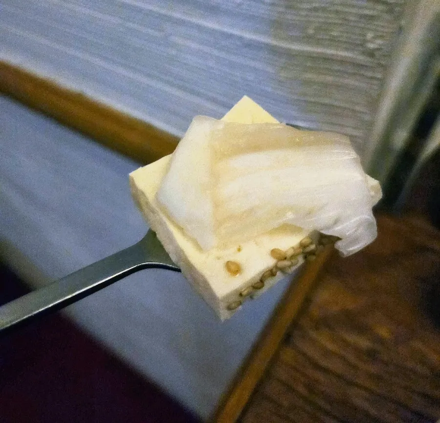 Tofu white kimchi with a glass of soju