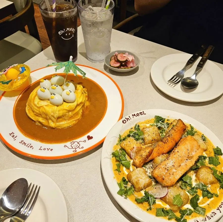 Table set with rubber duck-plated dishes