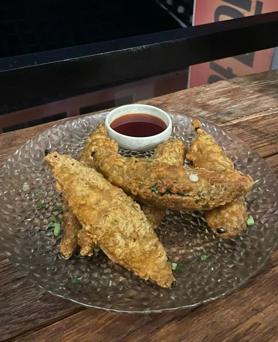 A plate of Hyehwahwa's sturdy stuffed fried pepper