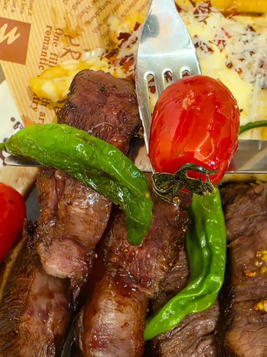 Omil steak made with sous-vide flank steak