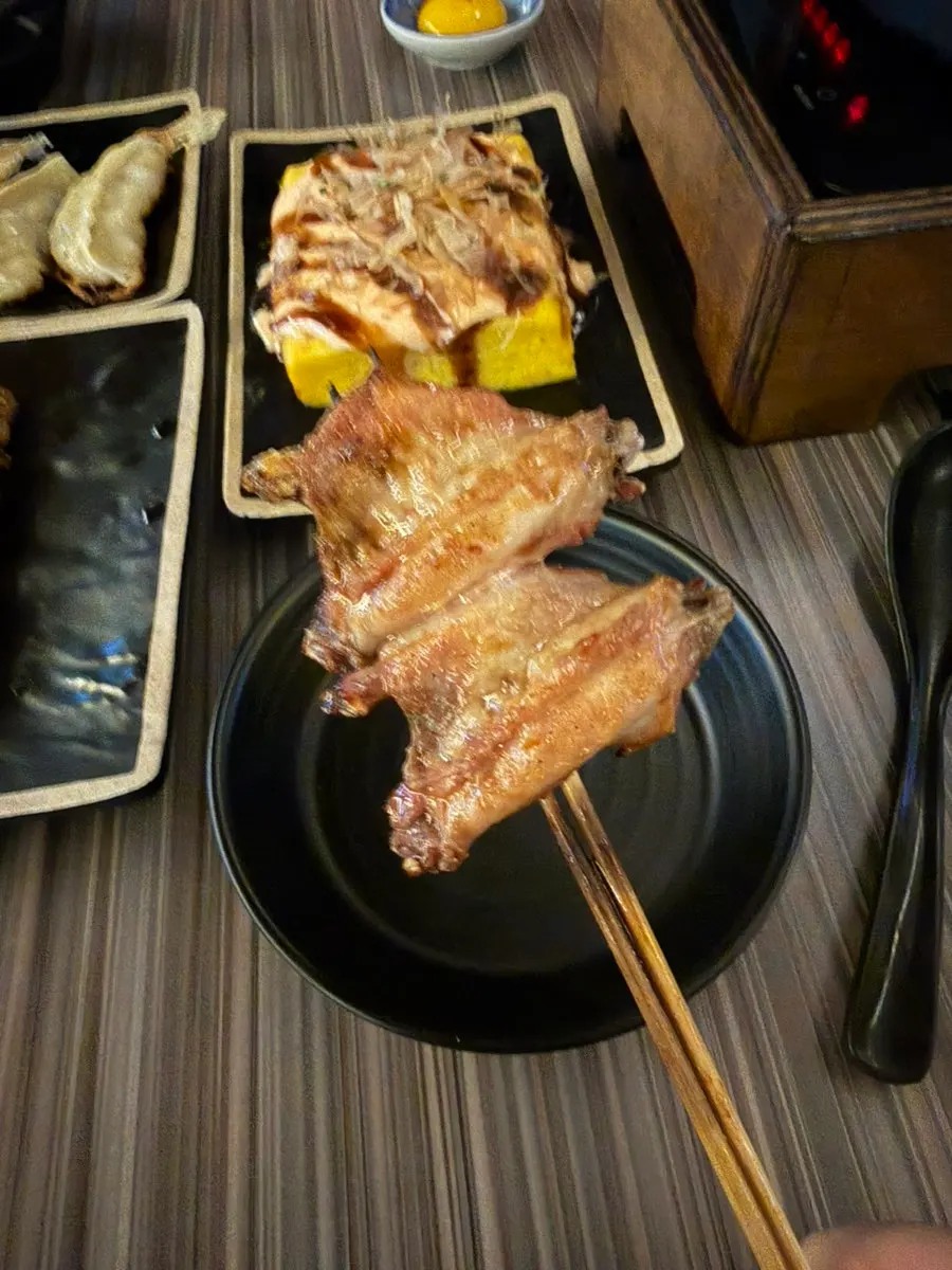 Assorted skewers and fried dumplings
