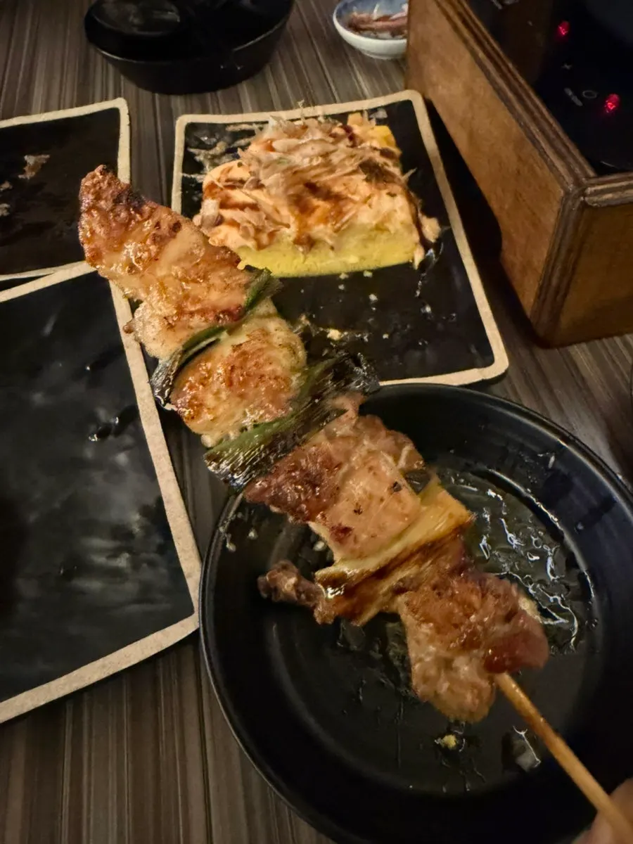 Omelet and dishes on the table
