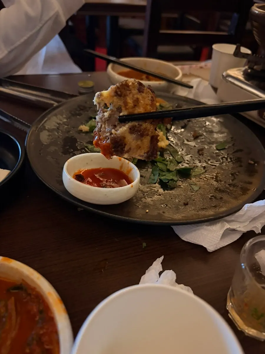 Yuk-jeon and stew spread shared with a friend